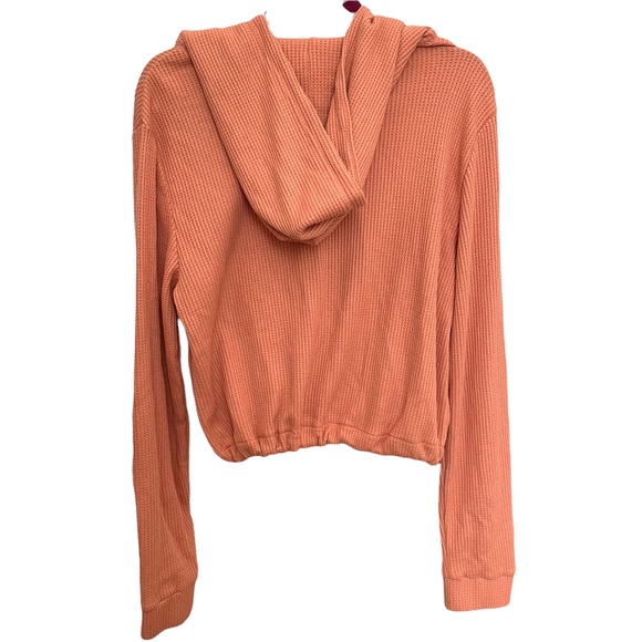 P.E Nation Orange Waffle Knit Half Zip Pullover w Hood Long Sleeve S - Picture 2 of 5